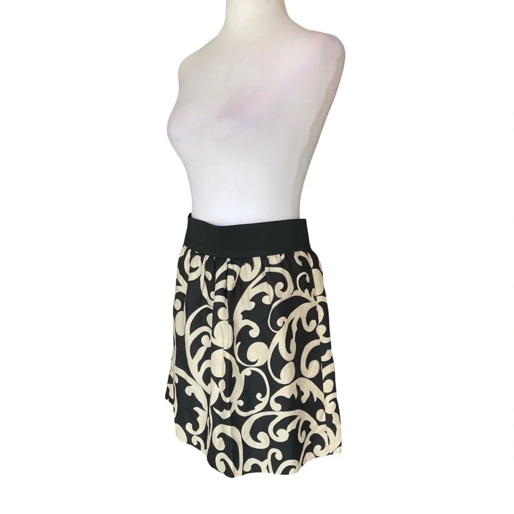 Ann Taylor LOFT Black and White Silk Cotton Blend Skirt Size 8